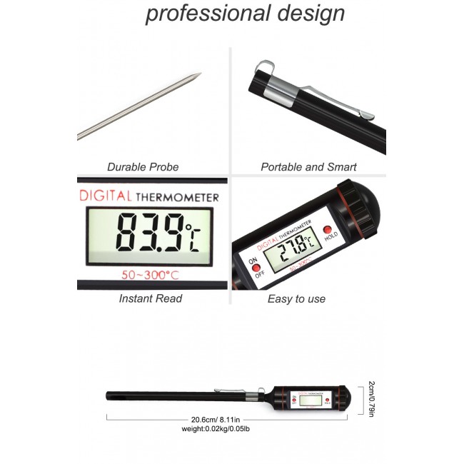 CHEFLY Digital Instant Read Meat Thermometer for Kitchen Food Chicken Turkey BBQ Cooking Oil Candy